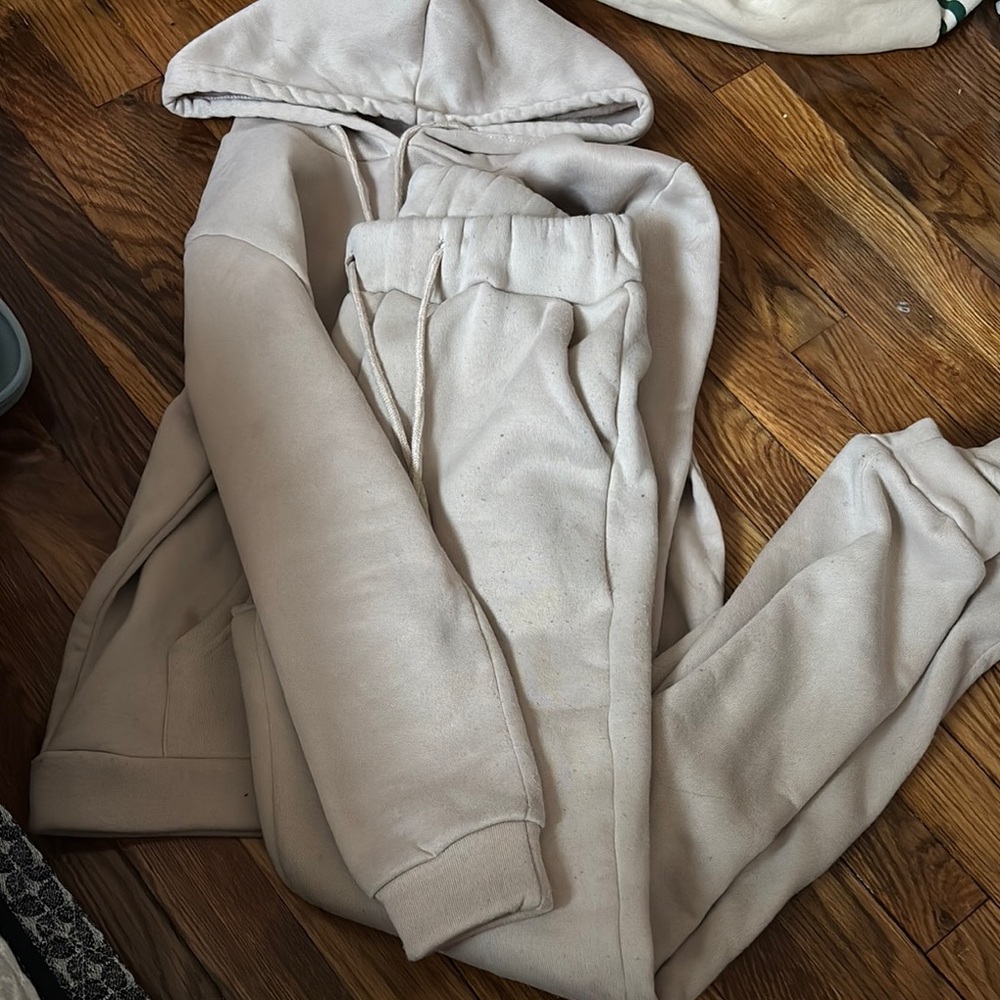 Kids Cream Hoodie and Joggers Set